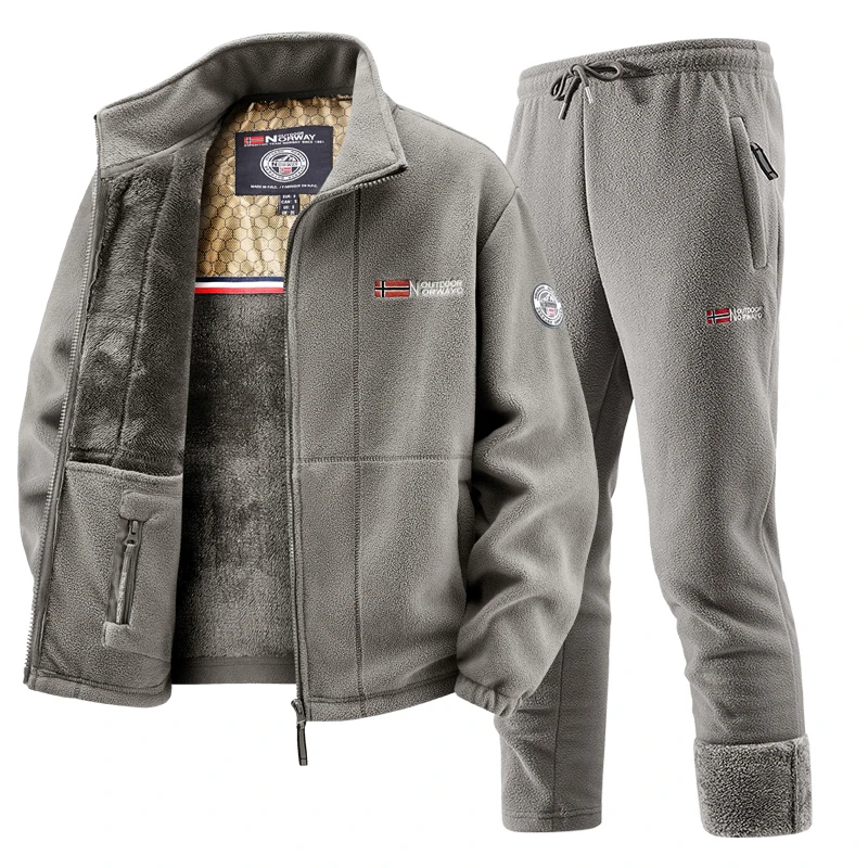 Winter Clothing For - Mens Winter Fleece Tracksuit Set Thickened