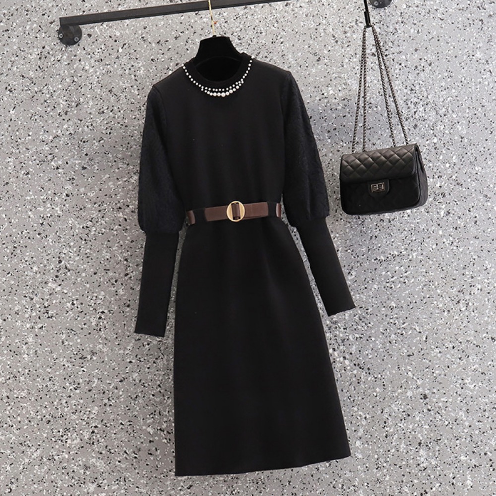 casual Elegant Beading Knit Sp - Winter Clothing For Plus Size Women incelemesi ve fiyatı