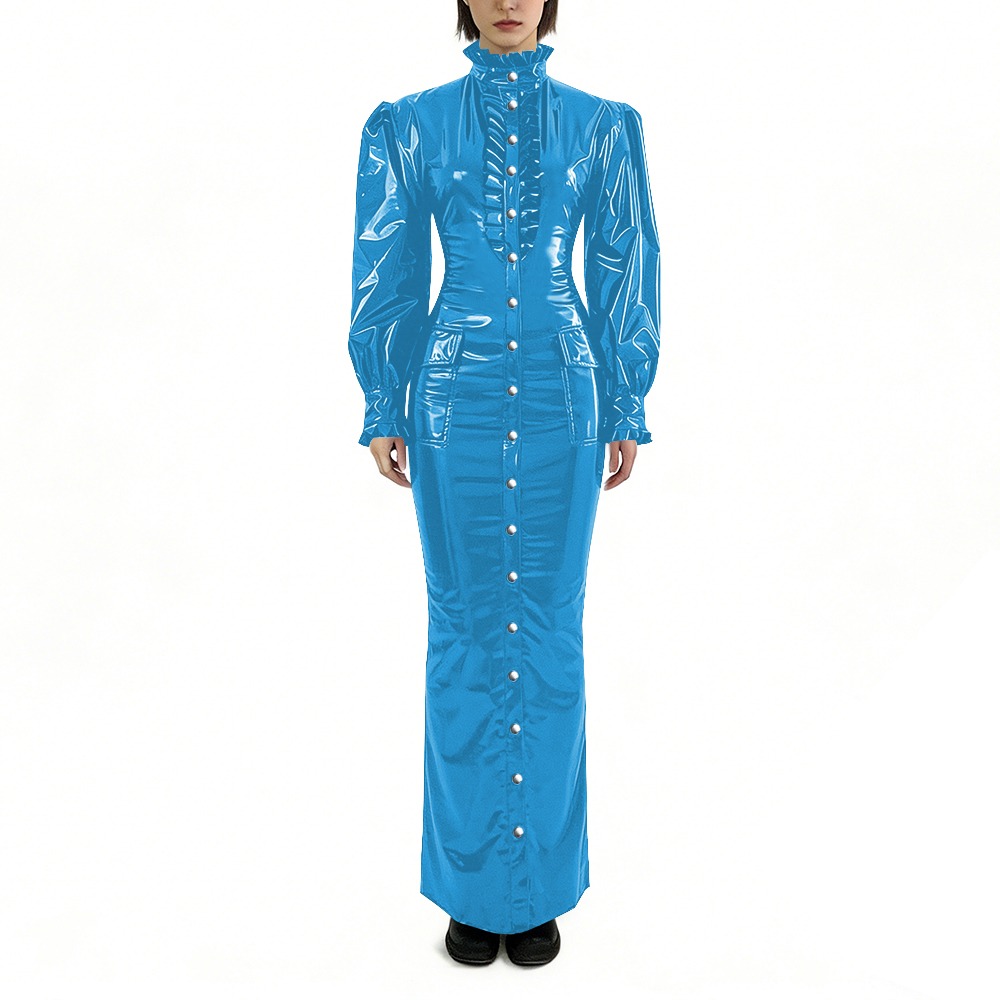 Glossy PVC Long Pencil Dress P - Winter Clothing For Plus Size Women incelemesi ve fiyatı