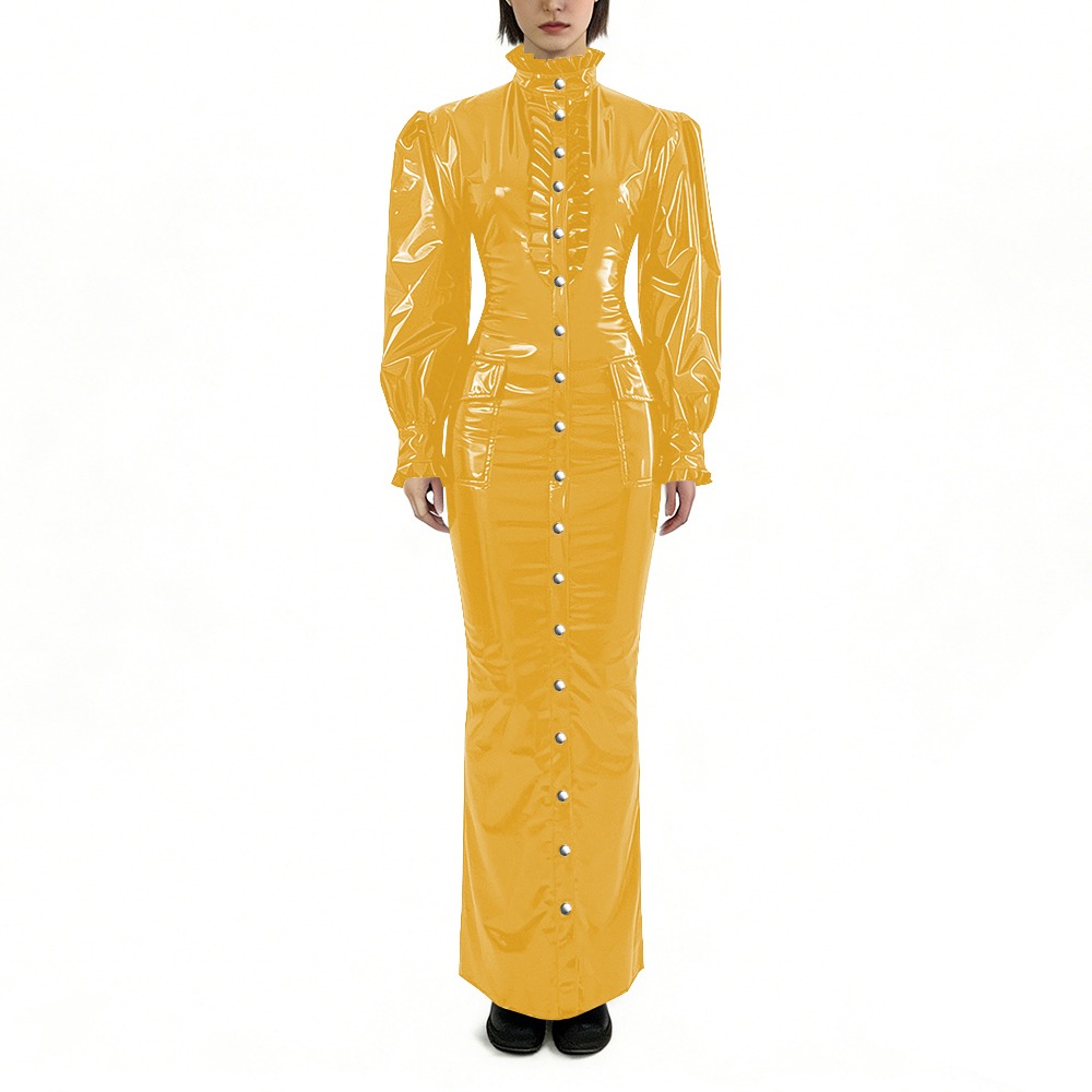 Glossy PVC Long Pencil Dress P - Winter Clothing For Plus Size Women incelemesi ve fiyatı