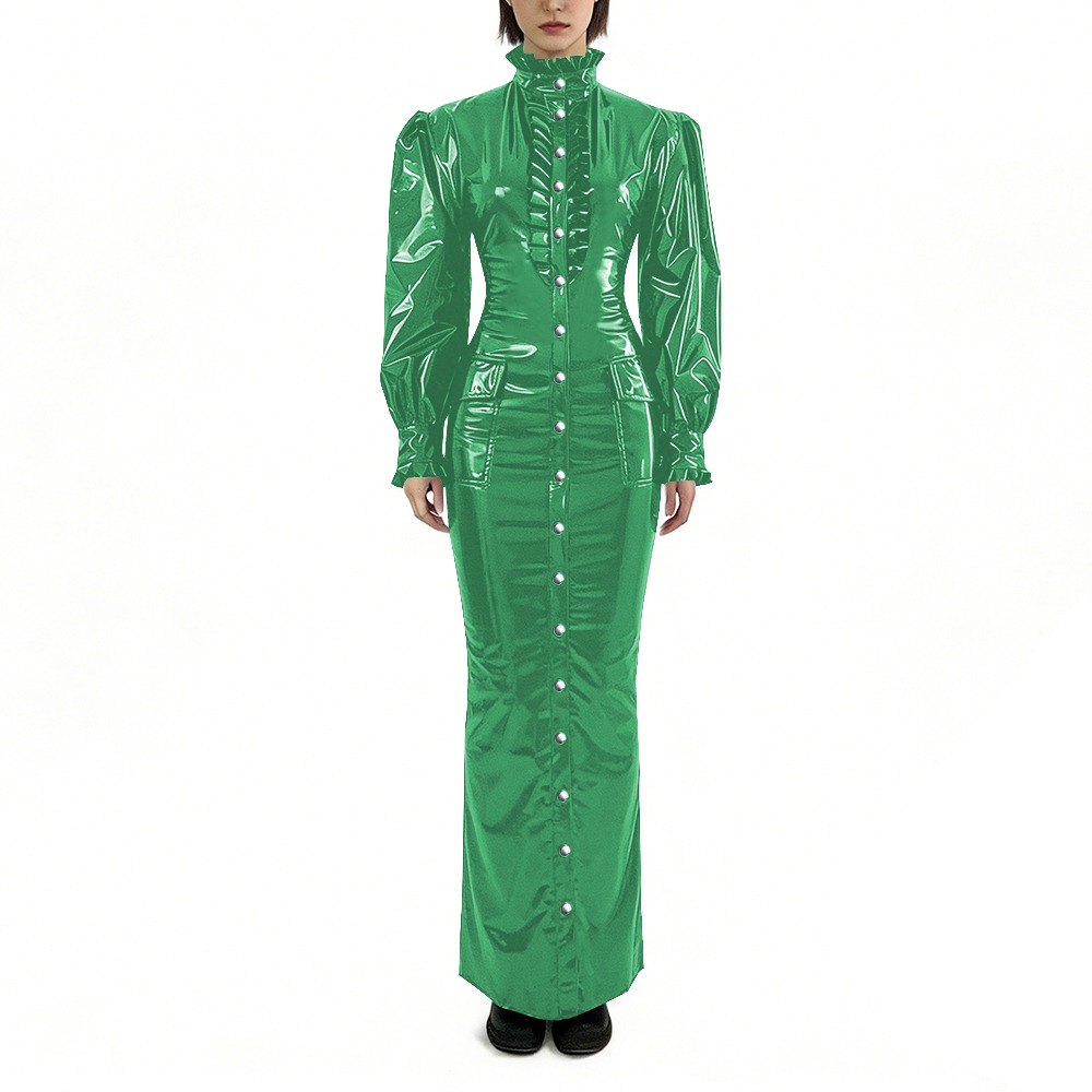 Glossy PVC Long Pencil Dress P - Winter Clothing For Plus Size Women incelemesi ve fiyatı