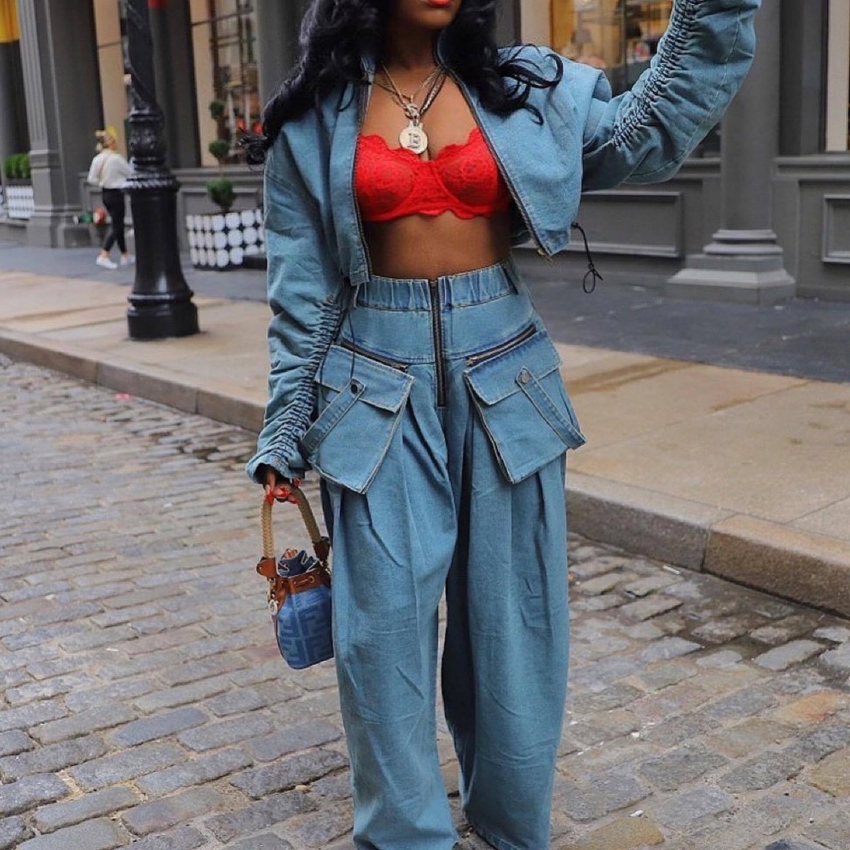 Denim Two Piece Sets Women Pan - Winter Clothing Women Sale incelemesi ve fiyatı