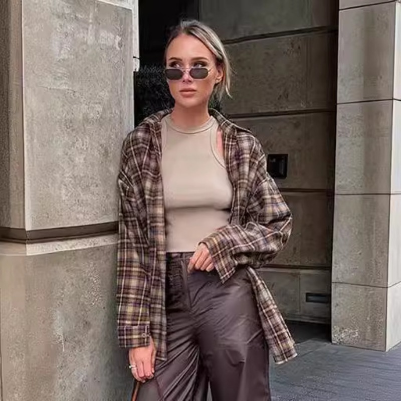 2025 Autumn Casual Plaid Shirt - Winter Clothing Women Sale incelemesi ve fiyatı
