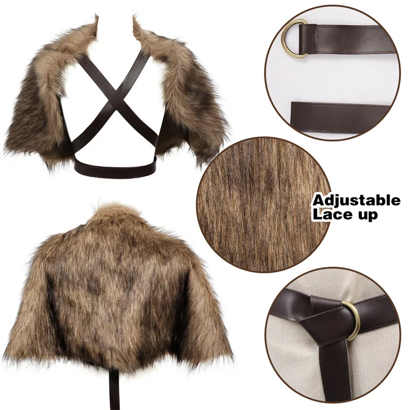 Viking Cloak Faux Fur Collar C - Winter Clothing For incelemesi ve fiyatı