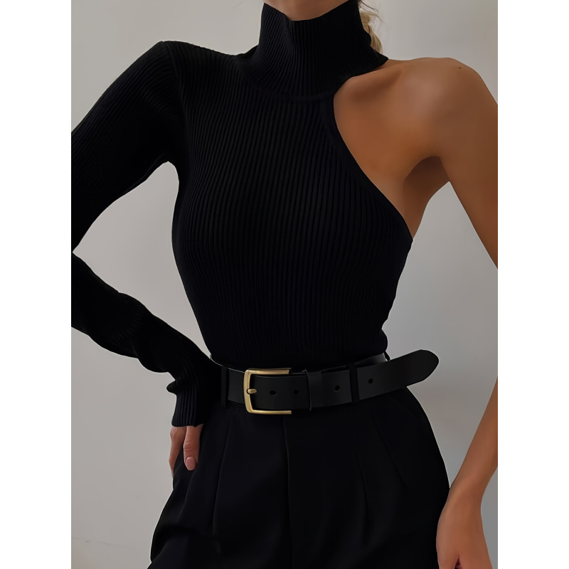 Solid Asymmetric One Shoulder  - Winter Clothing For incelemesi ve fiyatı