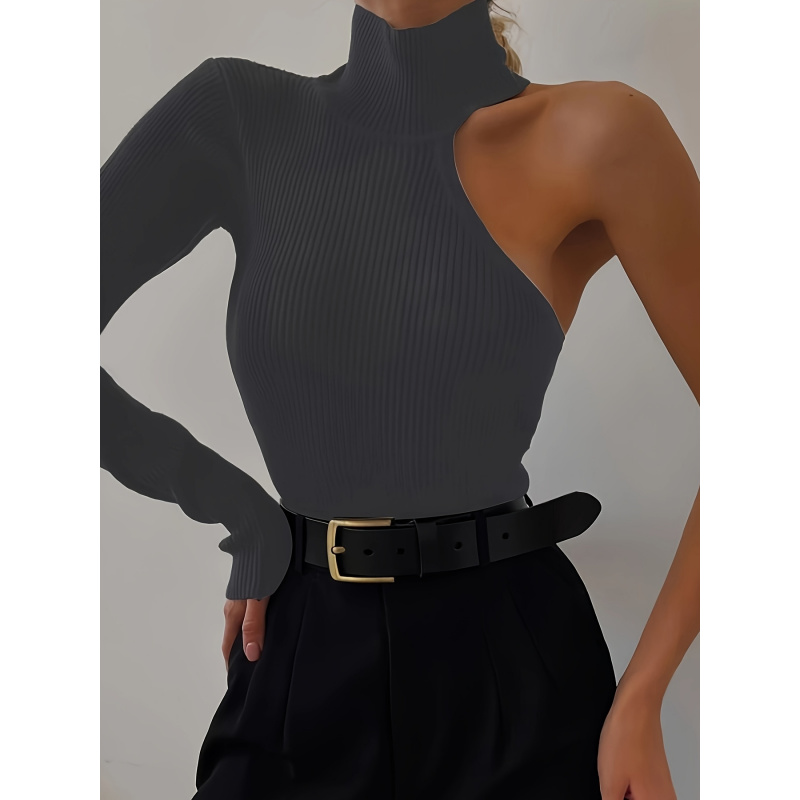 Solid Asymmetric One Shoulder  - Winter Clothing For incelemesi ve fiyatı
