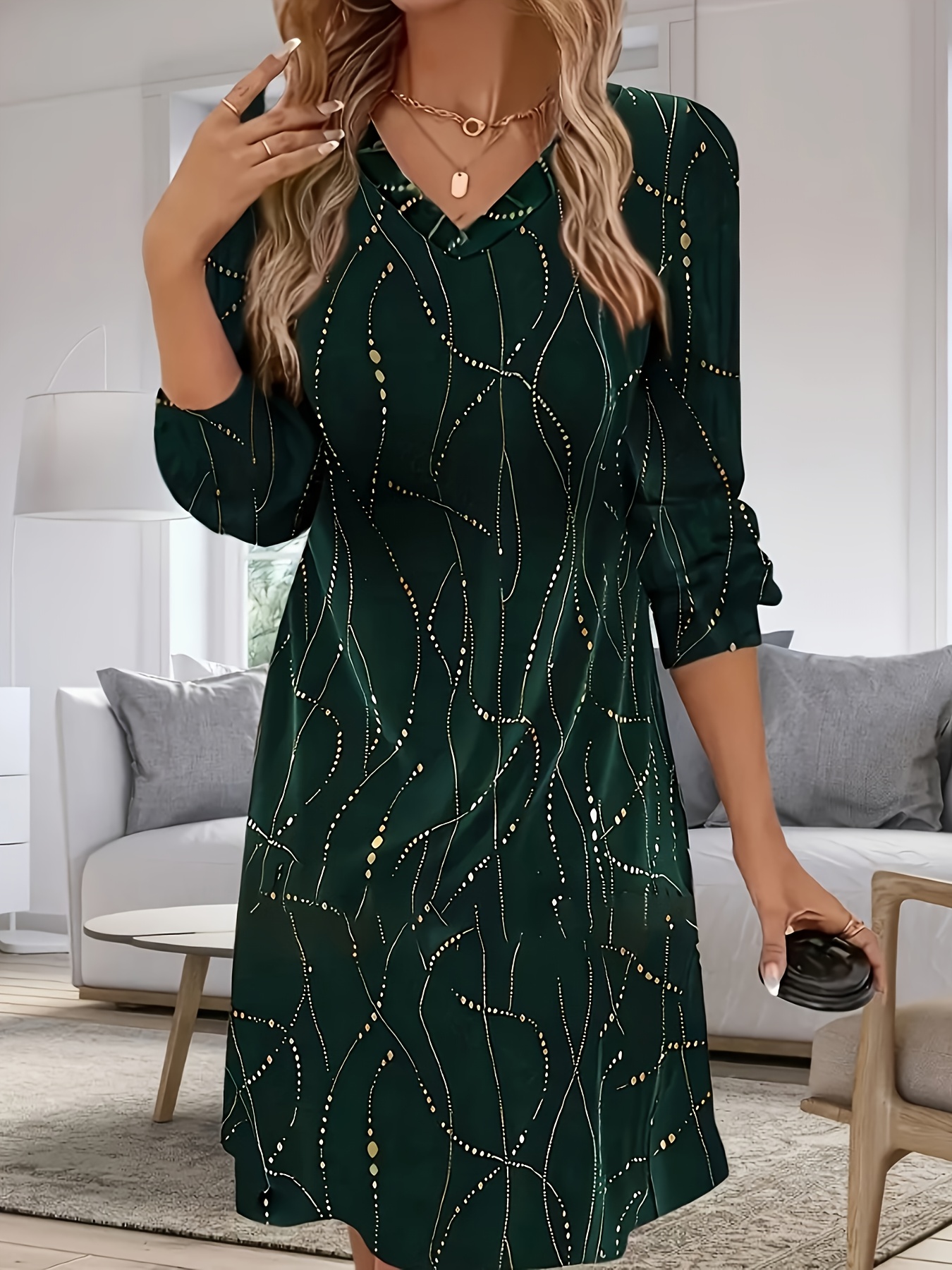 plus Size Velvet Golden Print  - Winter Clothing For Plus Size Women incelemesi ve fiyatı