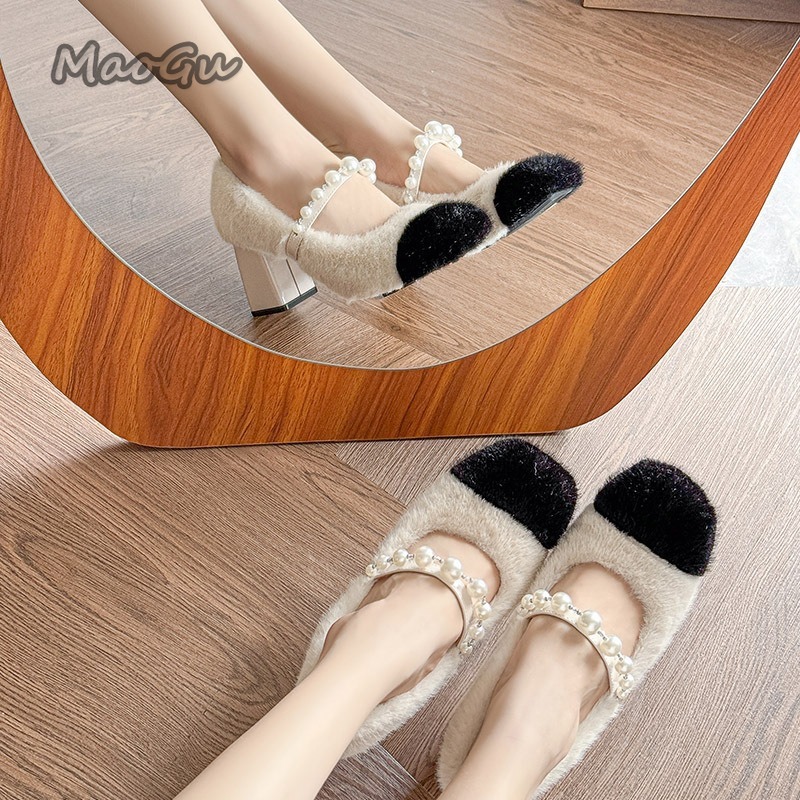 Chunky Heel Women's Furry Shoe - Winter Clothing For Woman incelemesi ve fiyatı